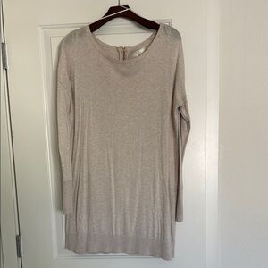 Beige Long Sleeve Sweater Dress.